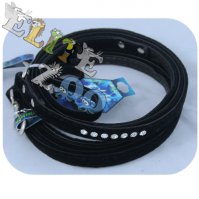 Leash velvety black cat with crystals Yarro