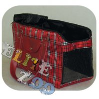 Handbag cat, carrying bag red checkered 40X20X28cm