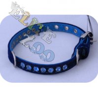 Velvet collar with crystals for cat Blue Yarro