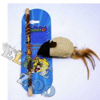 Wędka, zabawka dla kota z myszką, piórkiem i kocimiętką Yarro